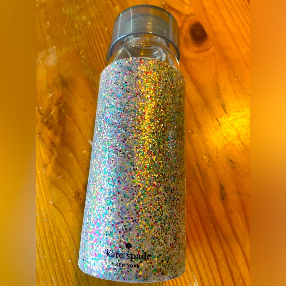 Kate Spade Glass Water Bottle‎ 16oz Multi Glitter